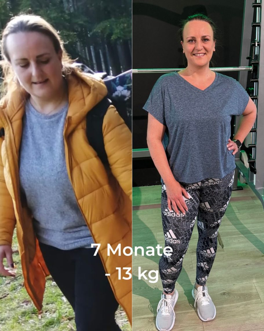 Frau, Körpergewichtsreduktion um dreizehn Kilogramm nach sieben Monaten