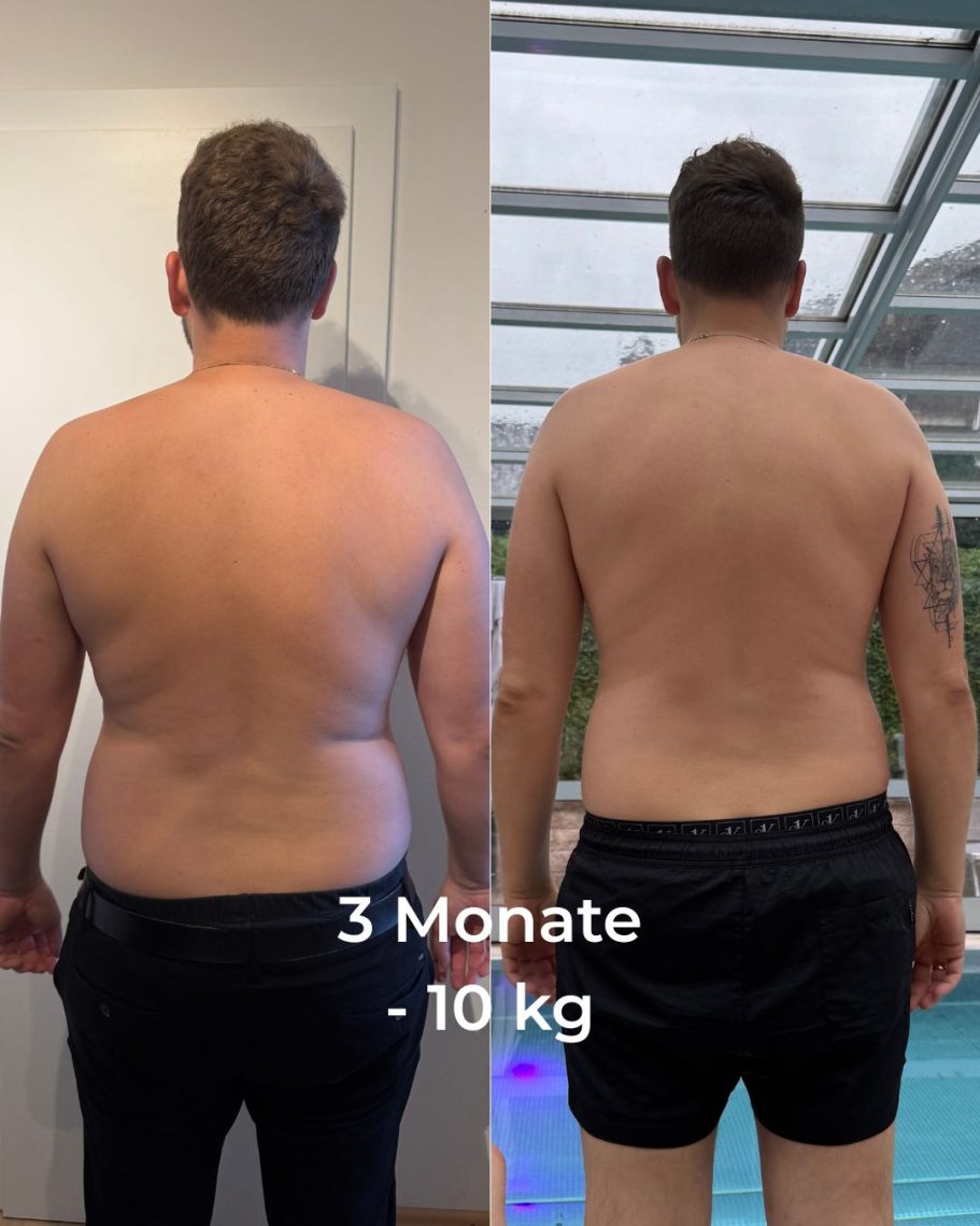 Mann, Körpergewichtsreduktion um zehn Kilogramm nach drei Monaten
